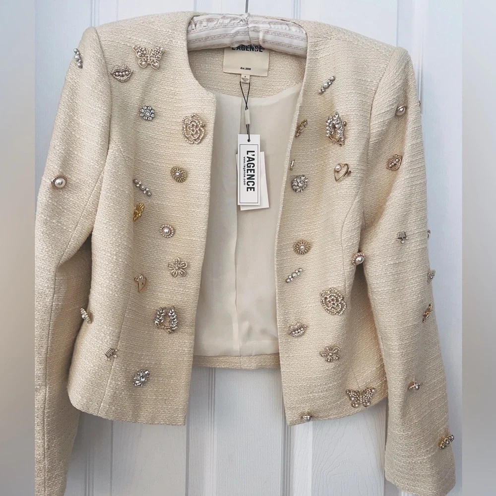 L’Agence Tayla Embellished Boucle Jacket - Picture 2 of 16